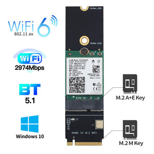 Yüksek kaliteli NVMe M-KEY M.2 A + E anahtar Wifi 6 kablosuz ağ adaptörü kart AX200 AX210 9260stock uyumlu stokta - Product Image 3