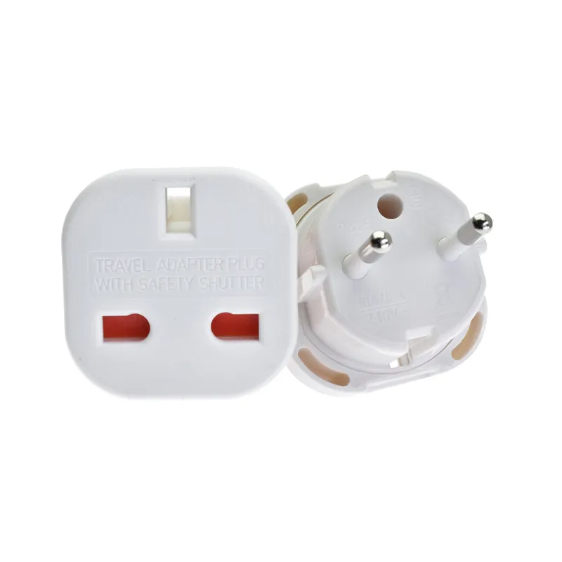 Saftey shutter UK to European eu schuko plug travel adapter 3 pin to 2 pin adaptor