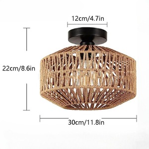 Kısılabilir LED ampul ile yatak odası için LED Modern Rattan tavan ışık el dokuma tavan ışık fikstürleri gömme montaj ışık - Product Image 4