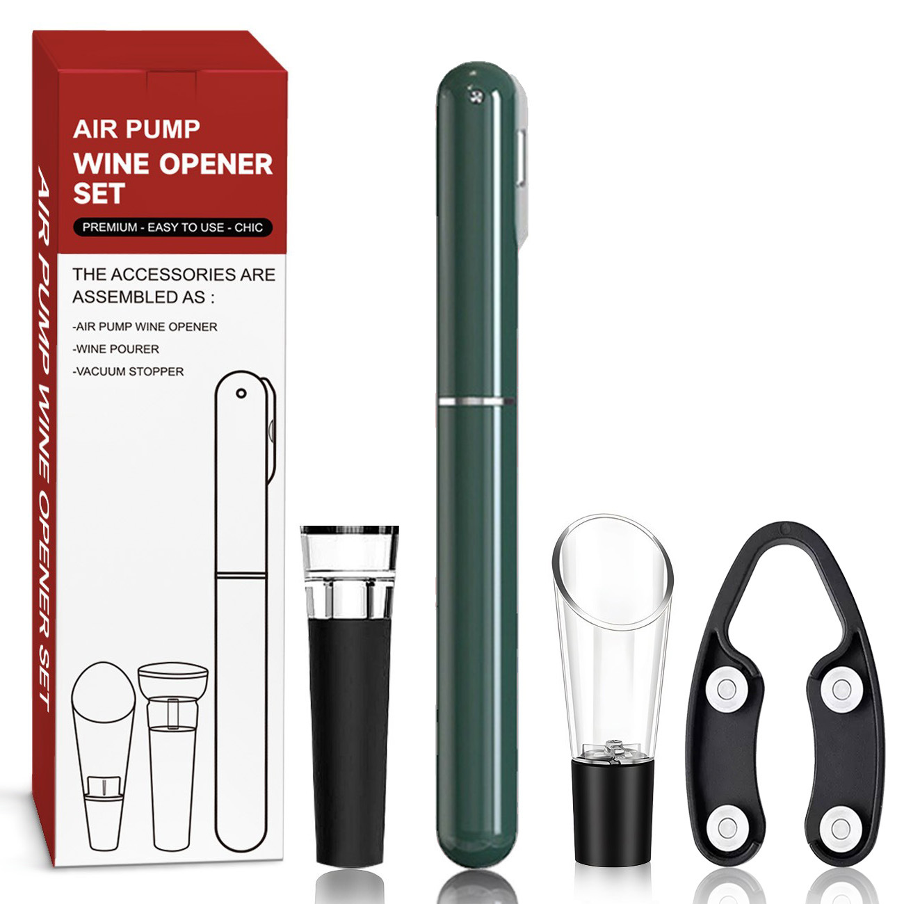 Ensemble de 4 bouteilles en forme de stylo vert