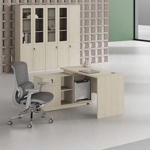 Estilo clássico L Em Forma De Mesa Executiva Corporativa Gerente Com Mesa De Computador De Escritório De Madeira Moderna Gaveta Do Retorno Lateral Reversível