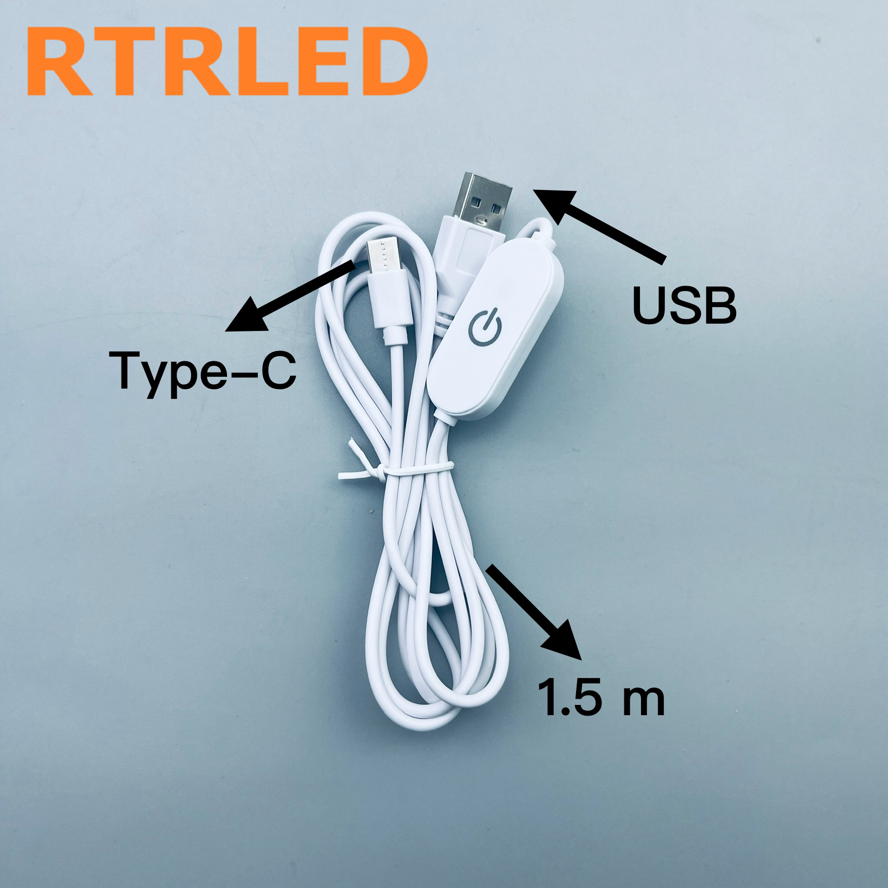 Cable blanco de 1,5 m con interruptor táctil