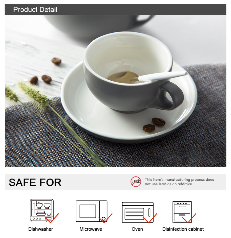 Matte Grey Coffee Cups Expresso Coffee Cup Set For Restaurant
