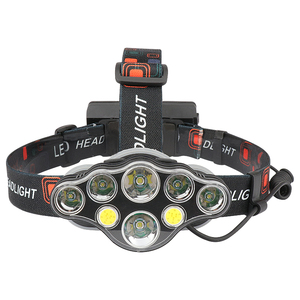 נטענת פנס, 8 <span class=keywords><strong>LED</strong></span> פנס פנס עם לבן אדום אורות, 8 מצבי USB נטענת עמיד למים ראש מנורה