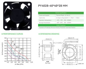 Poweryear 4028 Micro không chổi than dòng chảy hướng trục thông gió người hâm mộ 5V 12V nhỏ 40*40*28 Mét lưỡi Chất liệu PBT cho Peltier Hệ thống làm mát - Product Image 6