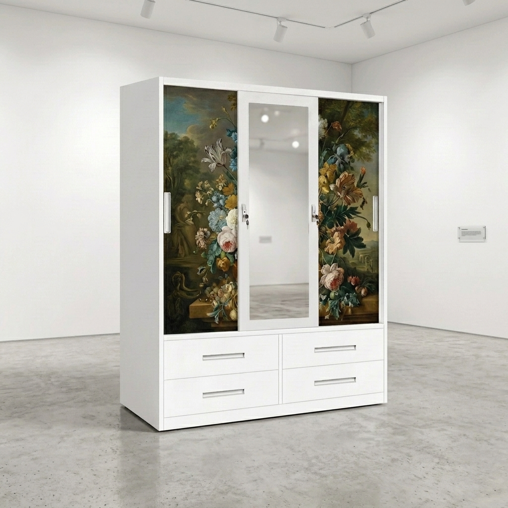 Armoire en acier avec imprimé floral vintage