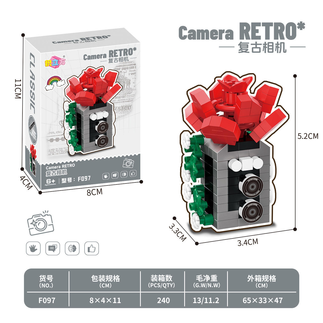 Cámara rosa en caja