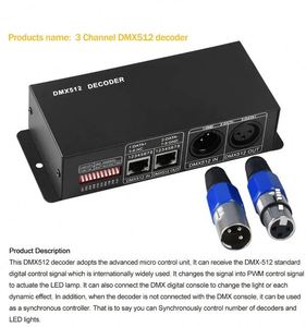 Светодиодный диммер 3CH 8A, передача сигнала DMX на PWM 12 В 24 В RGB DMX512 декодер светодиодный контроллер