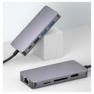 พอร์ต8ใน1ฮับ USB-C เครือข่ายหลายช่องแบบพกพา4K HDTV USB Type C HUB 4K GIG abit Ethernet - Product Image 4