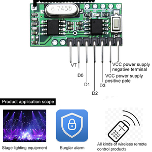 Modulo ricevitore Wireless supereterodina ad alta sensibilità 433MHz & 315MHz RF materiale plastico codice di apprendimento per telecomandi - Product Image 3