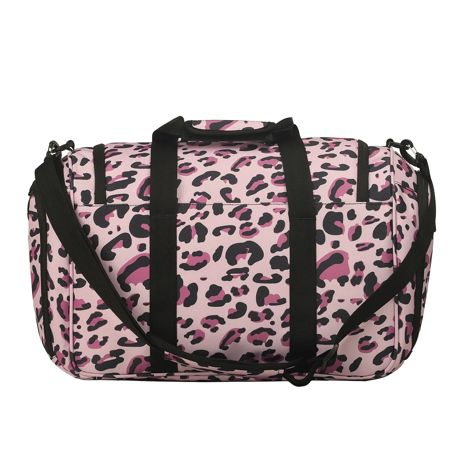 Bolsa de leopardo impermeable deportiva personalizada de fábrica, bolsa de lona grande de viaje al aire libre de 50l para mujer
