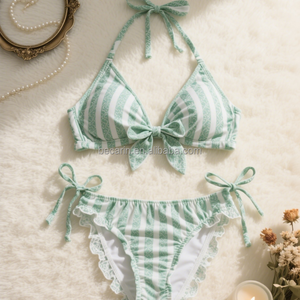 Op Maat Gemaakte Braziliaanse Bikini <span class=keywords><strong>Sex</strong></span> Dames Badmode Effen Kleur Kant 2-delige Set Voor Baden Xl Size Private Label Zomer Strand - Product Image 1