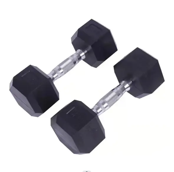 Gym Training Weights Fixed Rubber Coated Cheap 50Kg Hex Hexagonal Dumbbell 5Kg Kg Lbs 50Kg Chromed Gym Rubber Hex Dumbbells