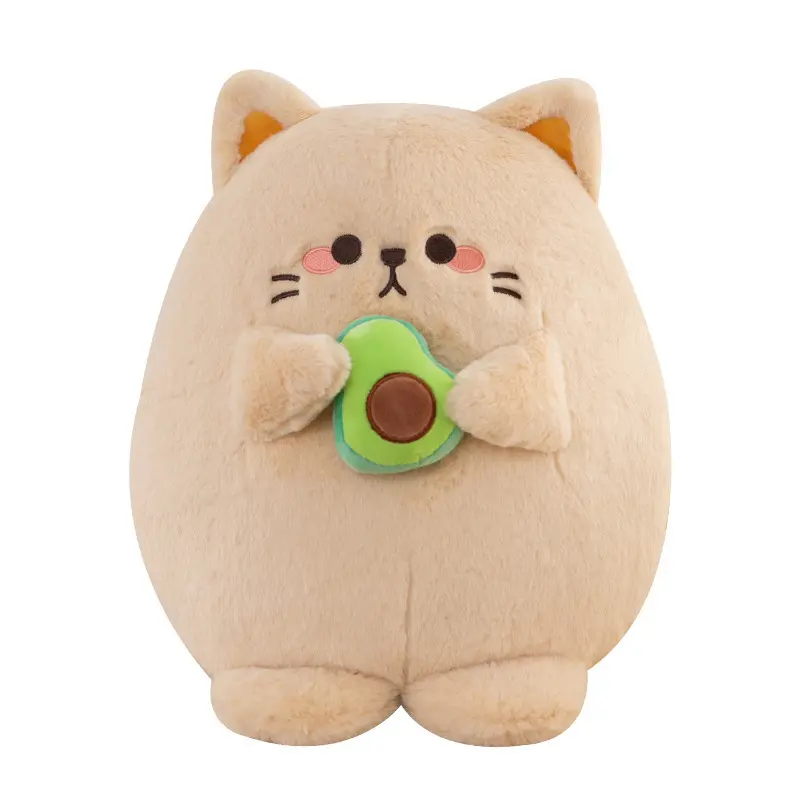 Wholesale Kawaii Cat with Avocado Hugging Plush Pillow Soft Kids Toy Animal Stuffed Cat Plush Toys