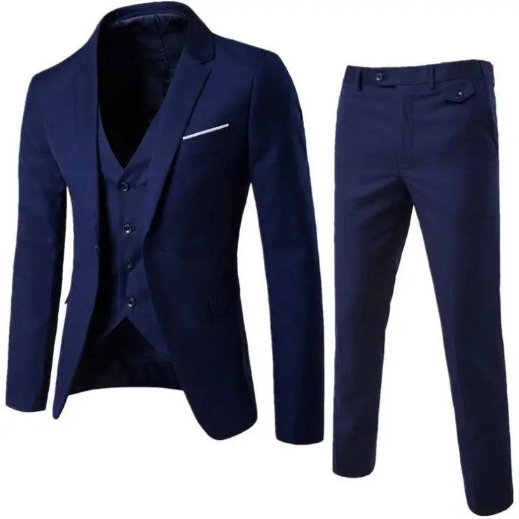 Custom business suit slim fit business formal wedding blazer 3 piece suits set for men
