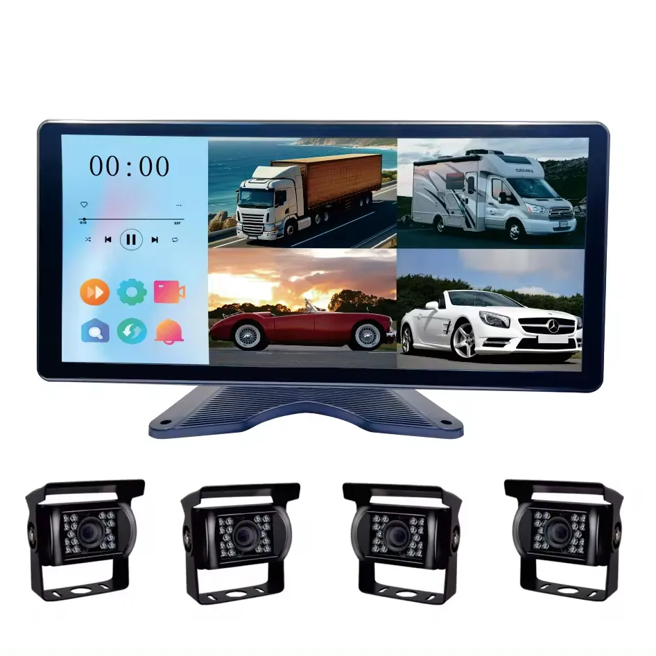 10.36 inch HD xe giám sát Quad-View xe tải Màn Hình Xe Buýt Hệ thống camera hành khách xe ô tô đảo ngược hình ảnh màn hình hiển thị