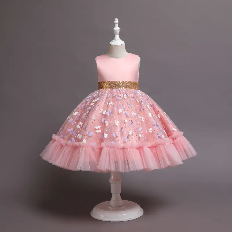 Vestido bordado de princesa, vestido de princesa fofo para meninas, vestido de festa fofo para crianças, vestido de princesa 2022