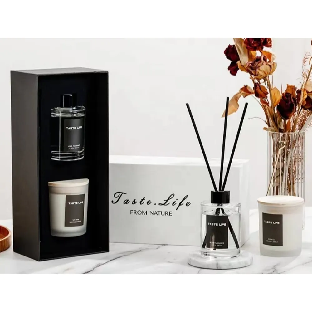 Hot Selling Wooden Lid Diffuser Custom Reasonable Price Candles Home Fragrance Scented Luxury Gift Set With Logo