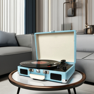 Suitcase Record Player with Auto Stop <strong>Function</strong> and Aux <strong>in</strong>