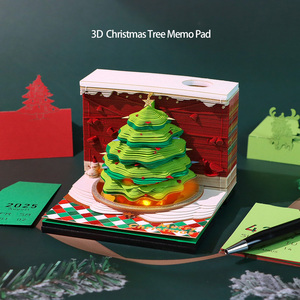 Calendario 2025 Bloc de notas Regalo de la novedad Tear-Off Iluminado Estilo de árbol de Navidad Regalo personalizable de Navidad Bloc de notas 3D - Product Image 2