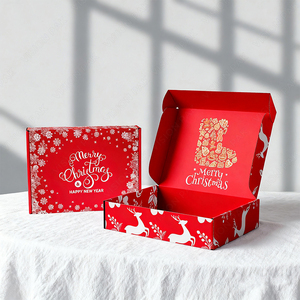 صندوق شحن بريدي قابل للطي وعازل من الورق المقوى المموج عالي الجودة بتصميم مخصص مجاني كهدية للكريسماس - Product Image 2