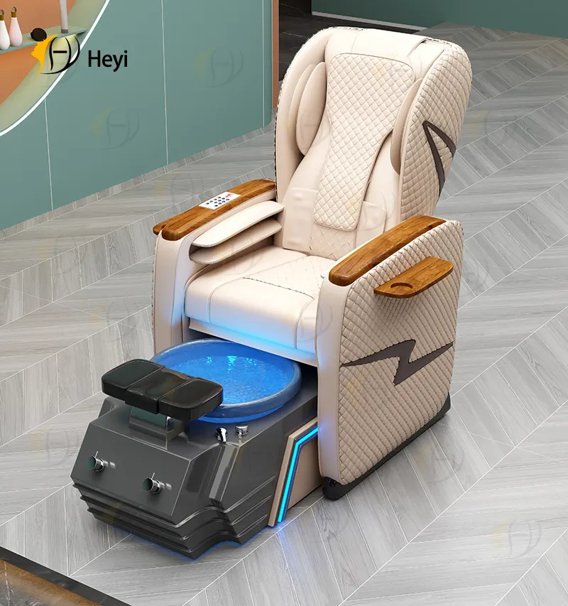modern salon nail furniture luxury foot wash basin care spa auto water faucet black white pedicure chair