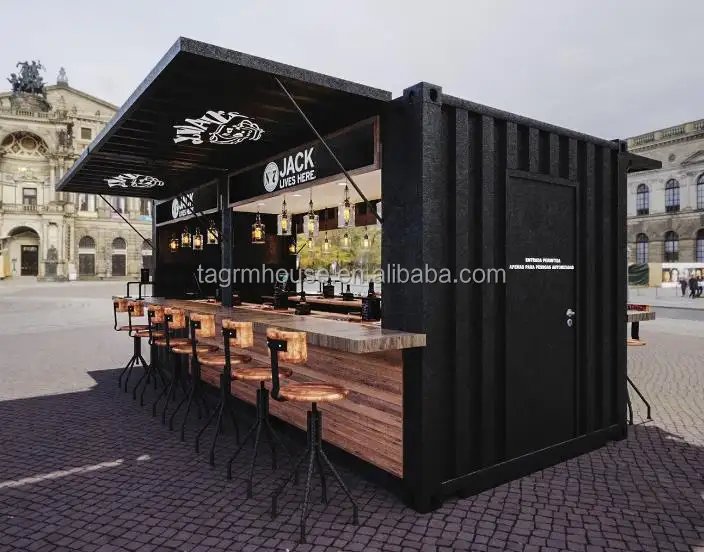 Cafetería pequeña prefabricada de diseño personalizado, barbacoa al aire libre, contenedor abierto, vino, Bar, cafetería, restaurante