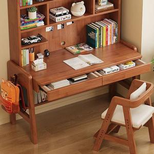 Mesa de ordenador multifuncional de color nogal para oficina en casa, escritorio de estudio de madera ajustable con cajones y estantería - Product Image 4