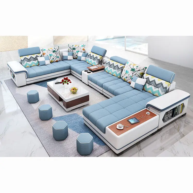 Tessuto divano soggiorno minimalista moderno grande unità set di mobili combinazione cotone e lino 2024 nuova tecnologia divano in tessuto