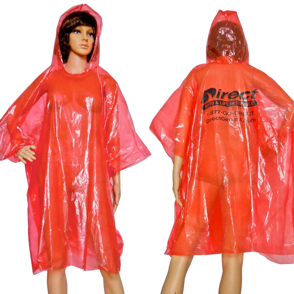 Poncho imperméable jetable en plastique transparent, imperméable pour l'extérieur