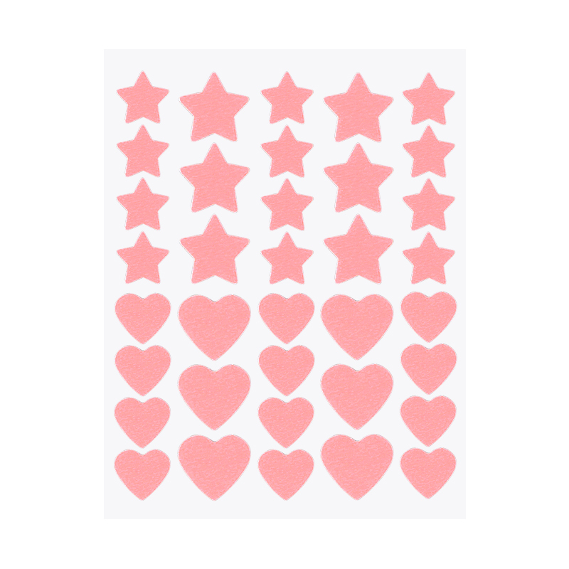 Patch a forma di stella con cuore rosa, 36 pezzi