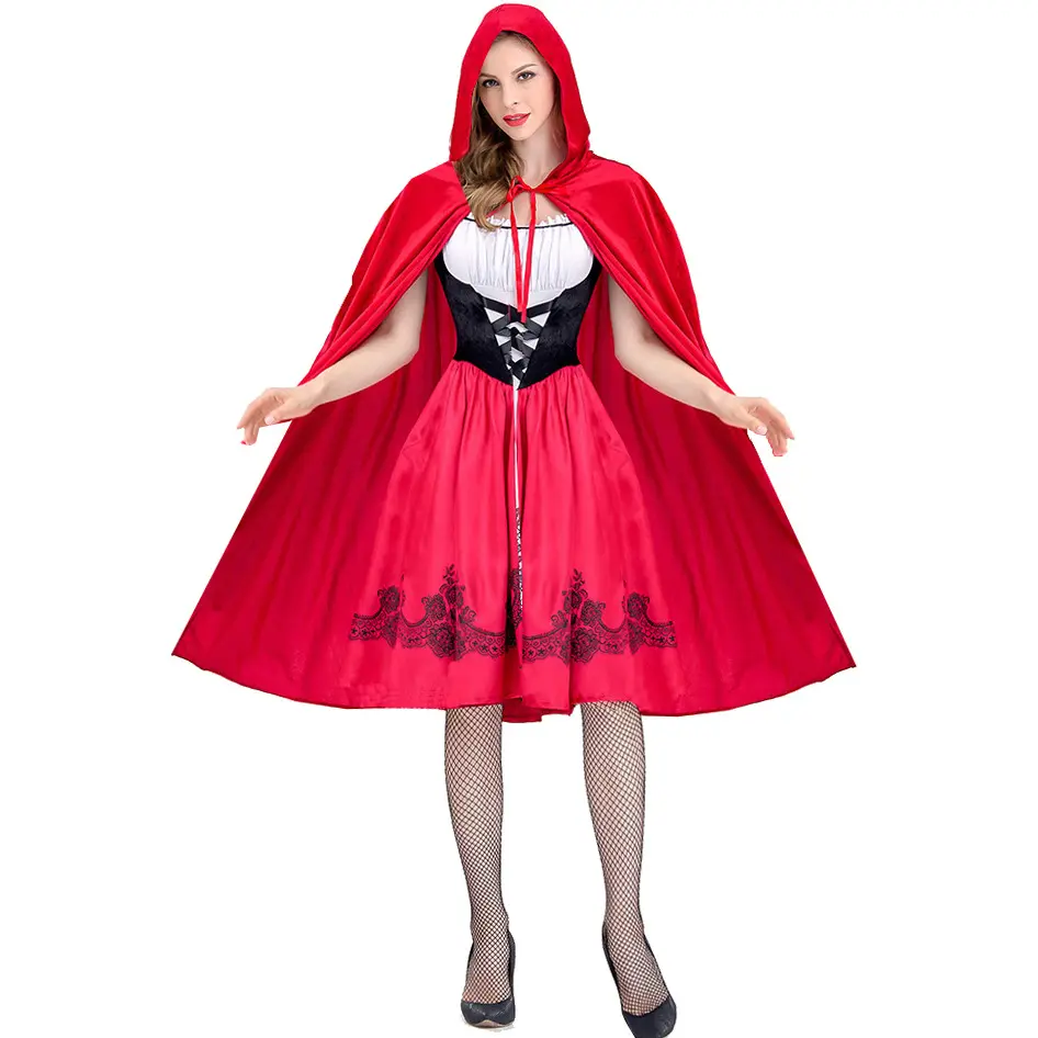 2023 Little Red Riding Hood costume luxury woman Halloween Christmas dress con pearl Adult Party Stage Costumes