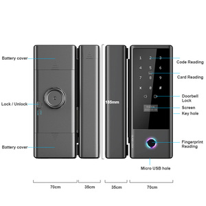 Hochwertiges intelligentes Glass chloss für Schiebetür TTlock Tuya APP Passcode Digitaler Finger abdruck Intelligentes Glastür schloss - Product Image 2