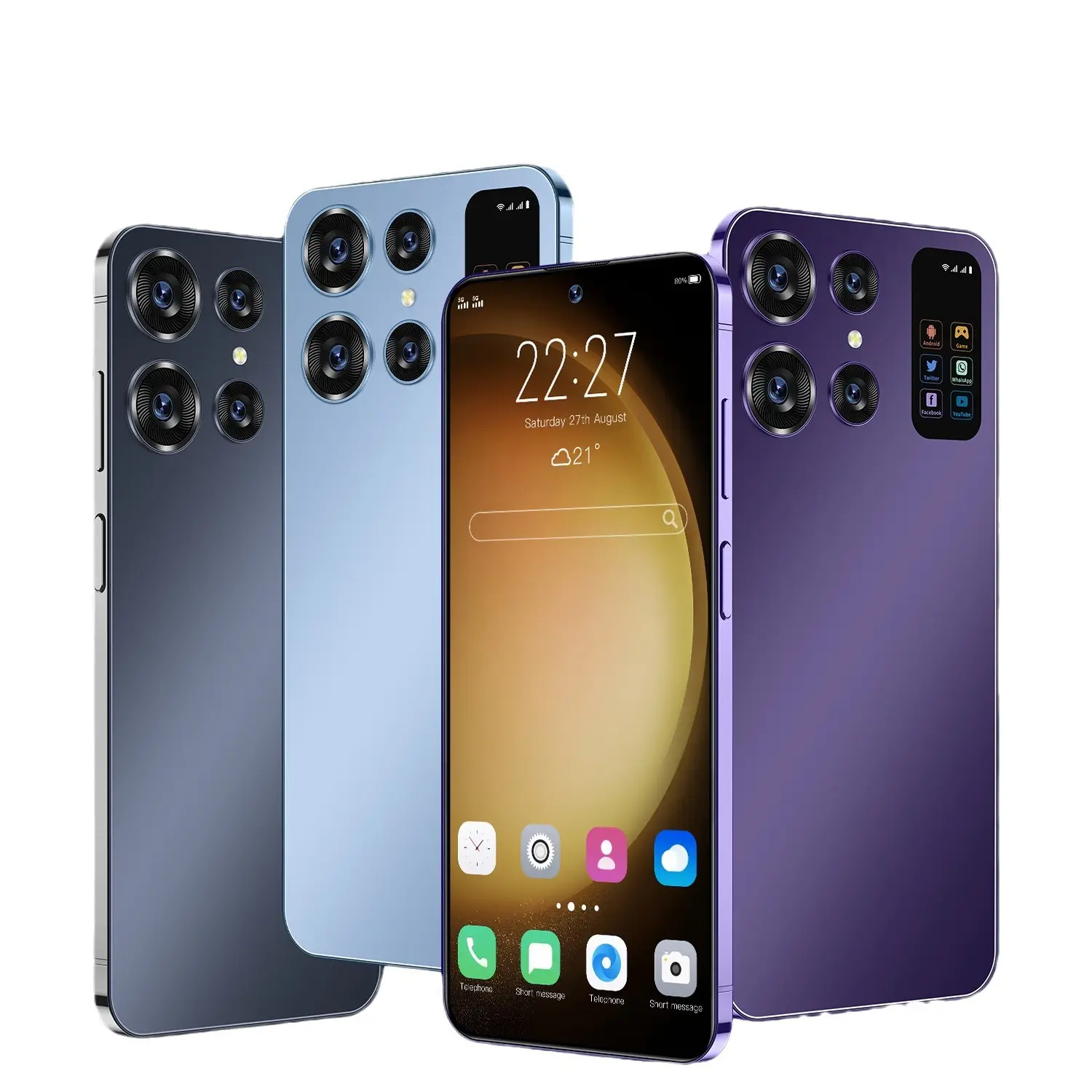 2023 Novo smartphone Android de baixo preço de 7.6 polegadas pronto para fábrica em estoque 2 + 16 celular internacional S24Ultra