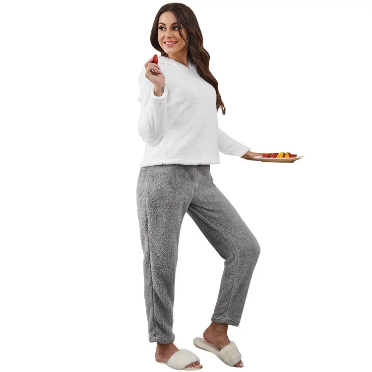 Conjunto de pijama de franela para mujer, ropa de dormir de invierno, de felpa