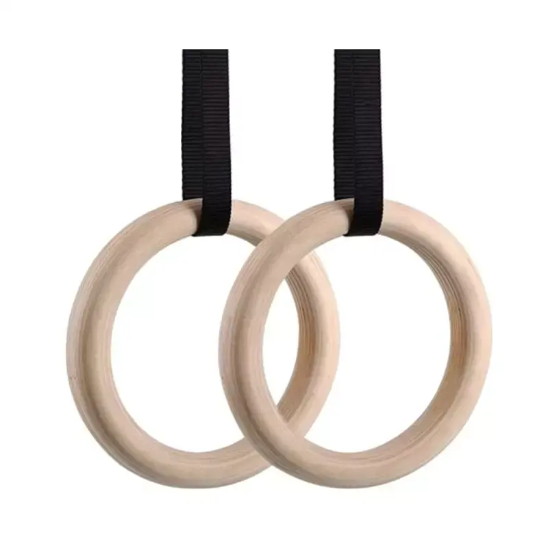 Sì o NO anello ginnico in legno personalizzato con cinghie in Nylon