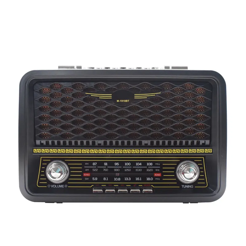 Transistor recargable clásico Vintage Retro Am Fm Sw Band, Radio antigua de madera para el hogar con altavoz de Radio de modelo antiguo
