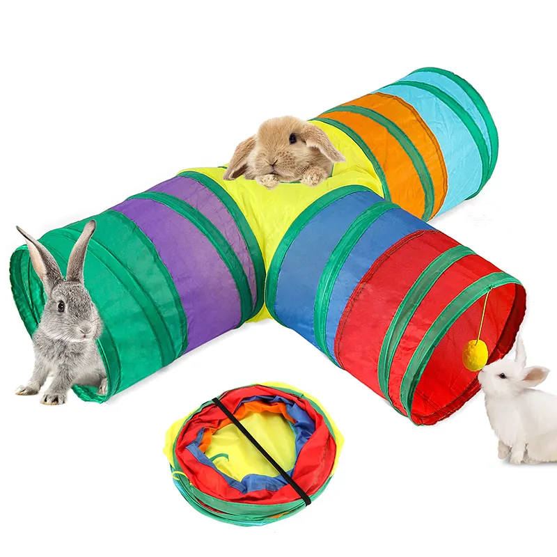 Portable Colorful Pet Hideout Fun Toy Training Puppy Kitten Rabbit Play Tube Rabbit Tunnel