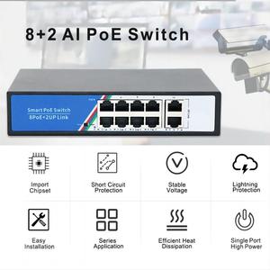 Fabrika OEM 8 Port ağ anahtarları Poe 8 + 2 Port 100M Poe anahtarı 802.3af/at IP kamera ve CCTV sistemi için - Product Image 5