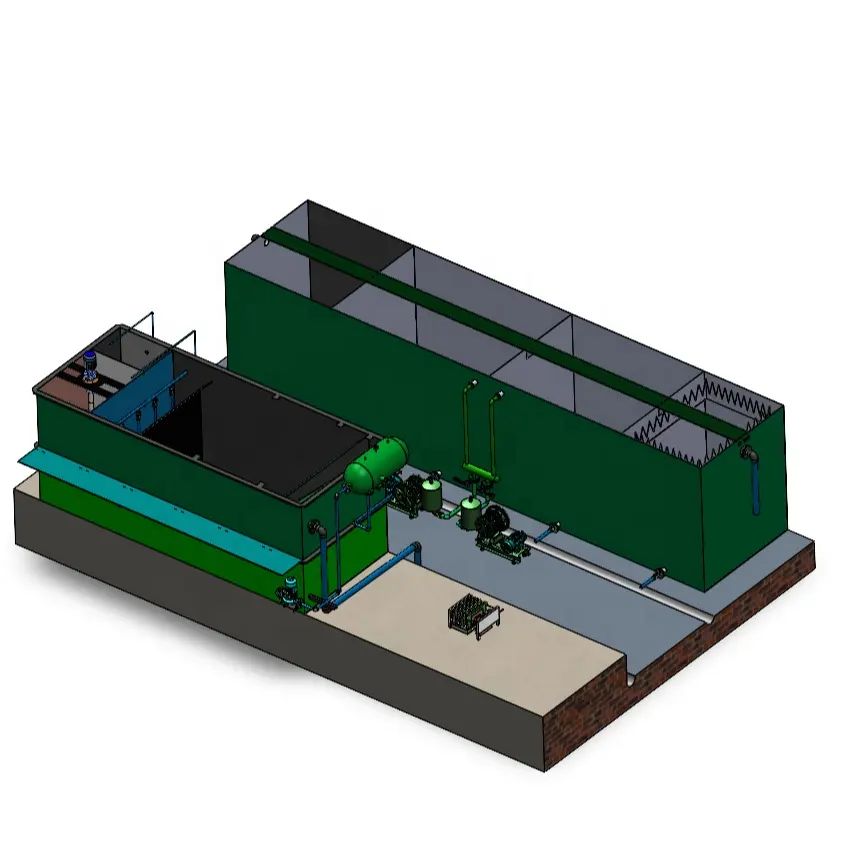 Installation de traitement des eaux usées domestiques industrielles avec réservoir conteneurisé intégré