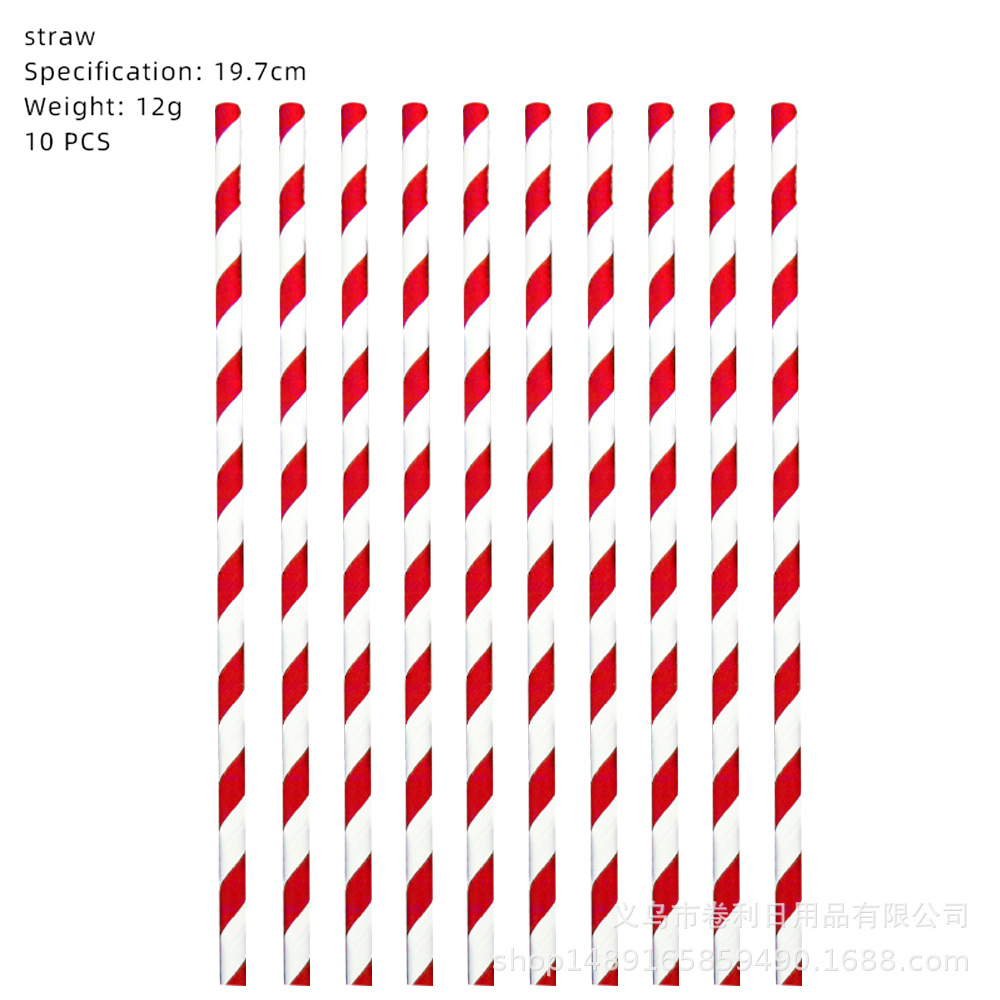 หลอดลายทางสีแดง 10 ชิ้น