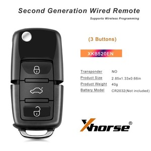 Xhorse VVDI XKB520EN รีโมต VW รุ่นที่สอง B5พับได้3ปุ่มรองรับการตั้งโปรแกรมแบบไร้สายกุญแจรถอเนกประสงค์ - Product Image 3
