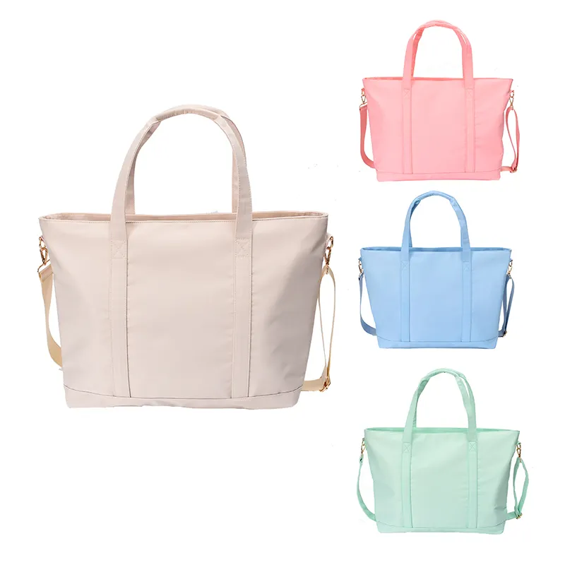 Kaijie Tùy Chỉnh In Logo Phụ Nữ Giản Dị Túi Xách Nylon Vai Tote Túi