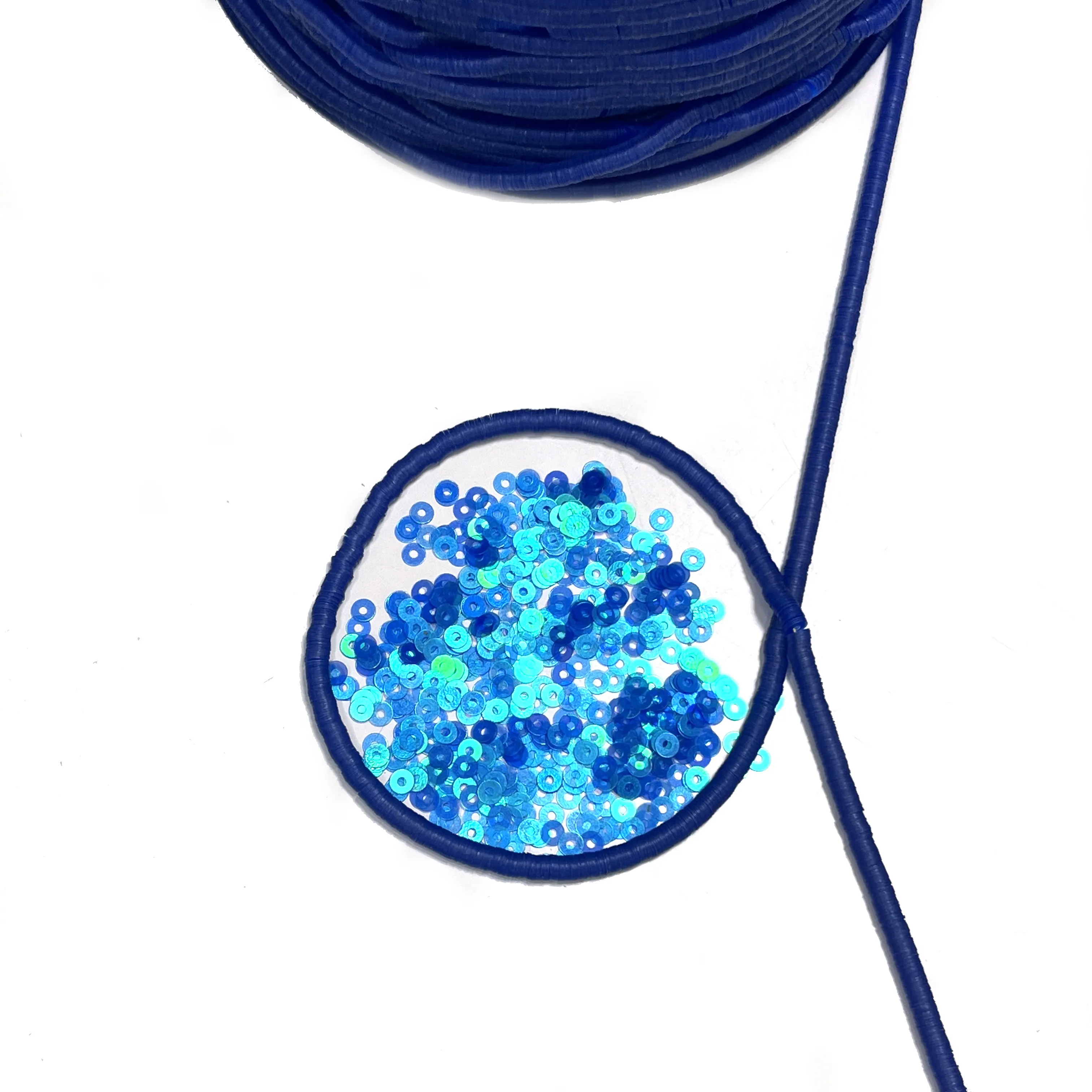 Sequined Thread For Decor Crochet Knit Yarn With PET shiny blue Sequins for costume decoration