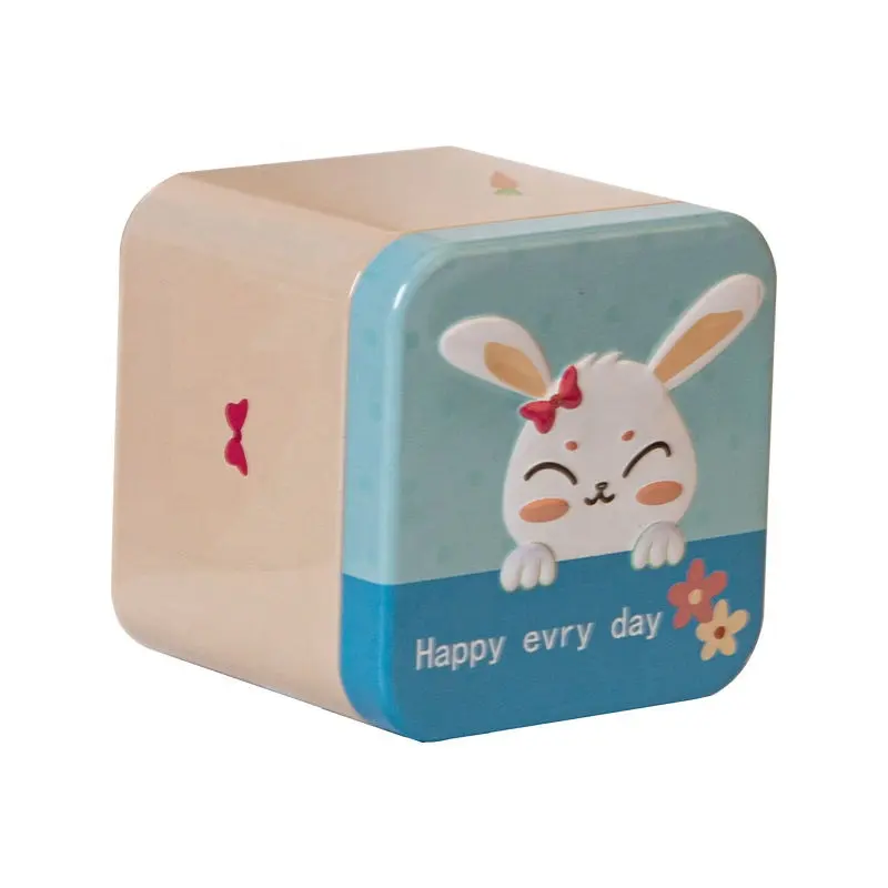 Hochwertige personalisierte kindersichere tierform-Speicher süße Schokolade niedliche quadratische kleine Zinnbox im Großhandel