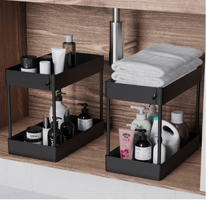 Multi Function 2 Tier Under Sink <strong>s</strong> and Storage Kitchen Storage <strong>Rack</strong> 2 Pack Under Sink Plastic <strong>Dish</strong> <strong>Rack</strong>