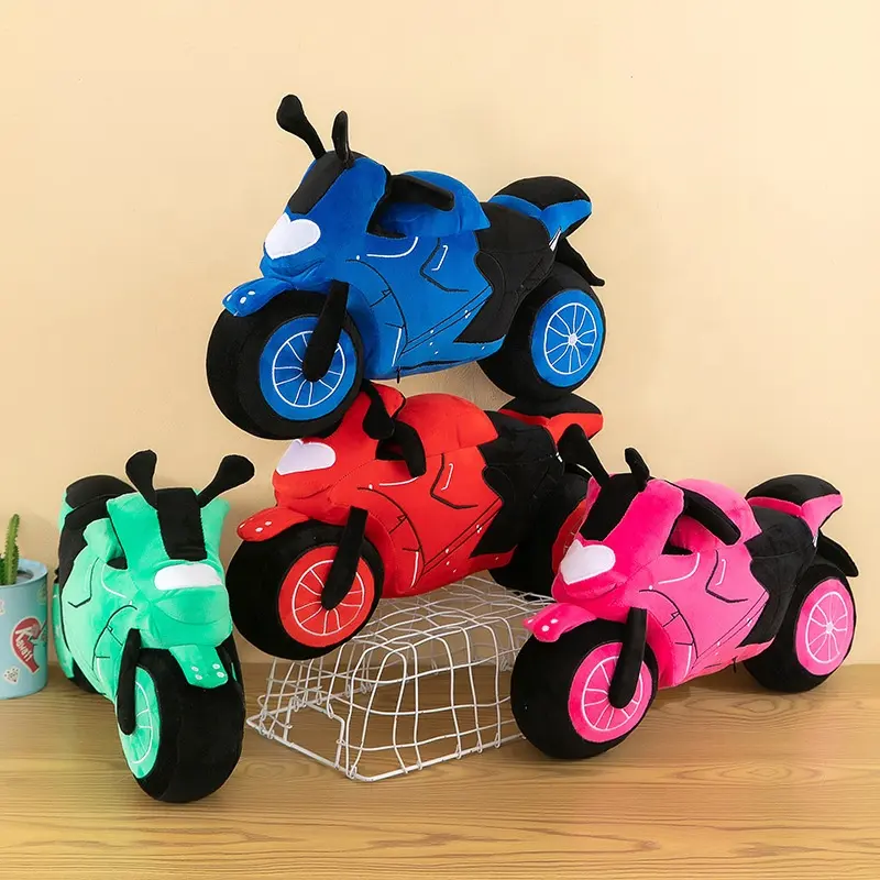 Simulierte Plüschtiere Motorrad weiches Kissen Kinderpuppen Geschenke grün blau rosa rot Plüsch Motorrad Stoff-Spielzeug