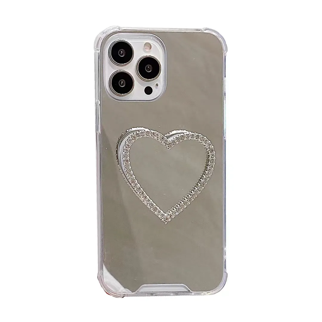 2021 आईएनएस बिंग हीरा प्यार दिल दर्पण Jeweled सेल फोन कवर के लिए Iphone के लिए 12 मामले 12 12Pro अधिकतम Iphone 7 7 प्लस