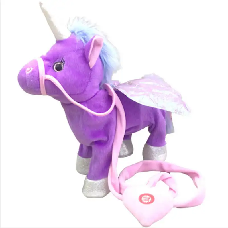 Walking Singing Wholesale Custom Logo Electronic Plush Toys Stuffed Animals Flying Horse Unicorn