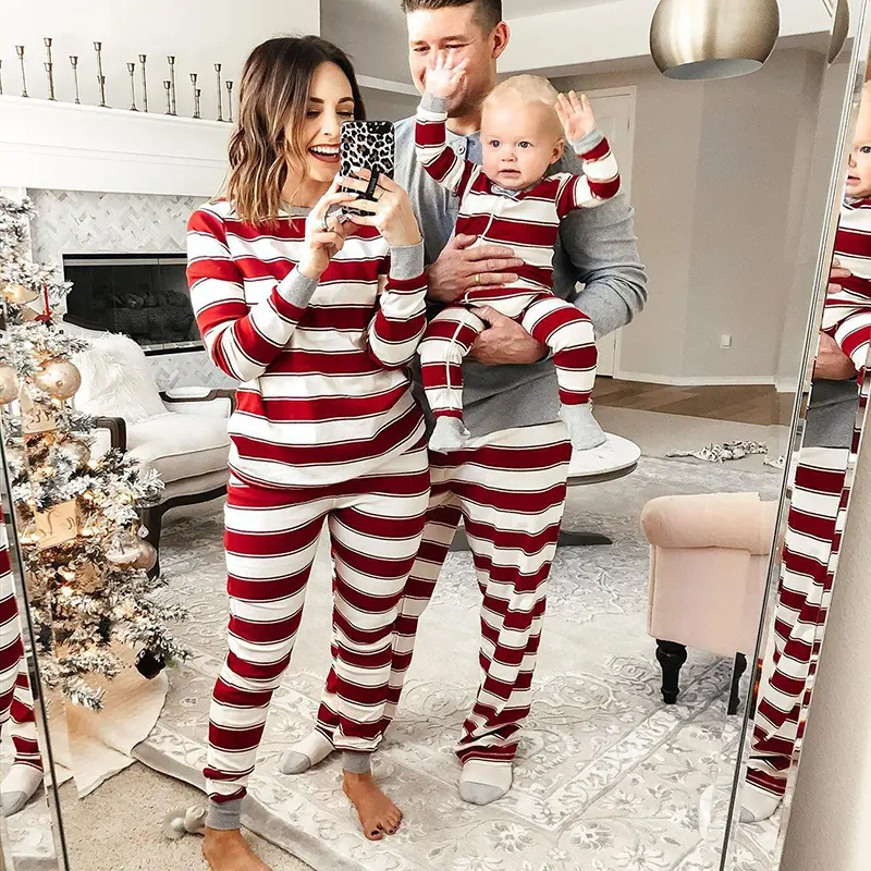 Christmas Pajamas Blank White And Red Stripe Xmas Christmas Pyjamas Pjs Set Family Matching Christmas Pajamas Family